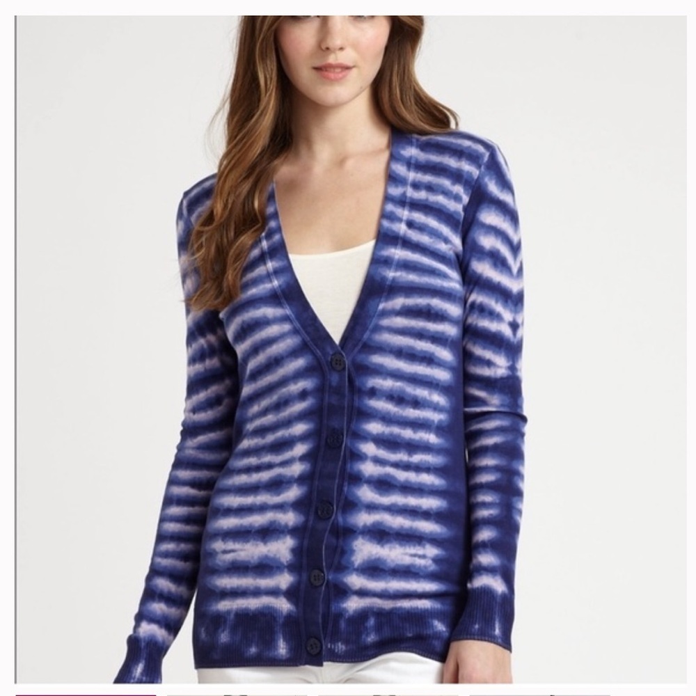 Tory Burch Tiger Cardigan Lightweight Purple Tie Dye Size medium